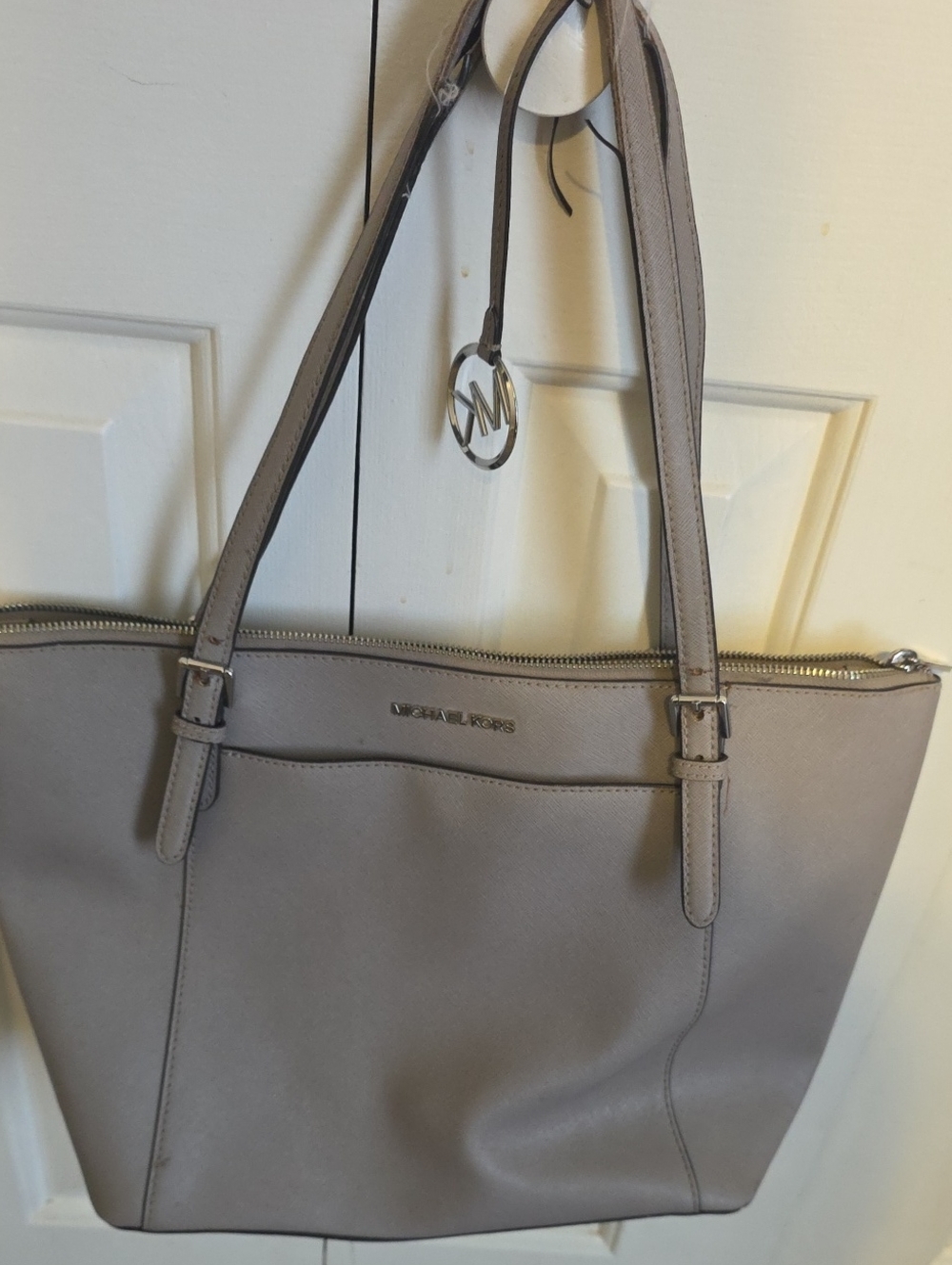 Michael Kors Leather Tote in Taupe Gray - Picture 1 of 5